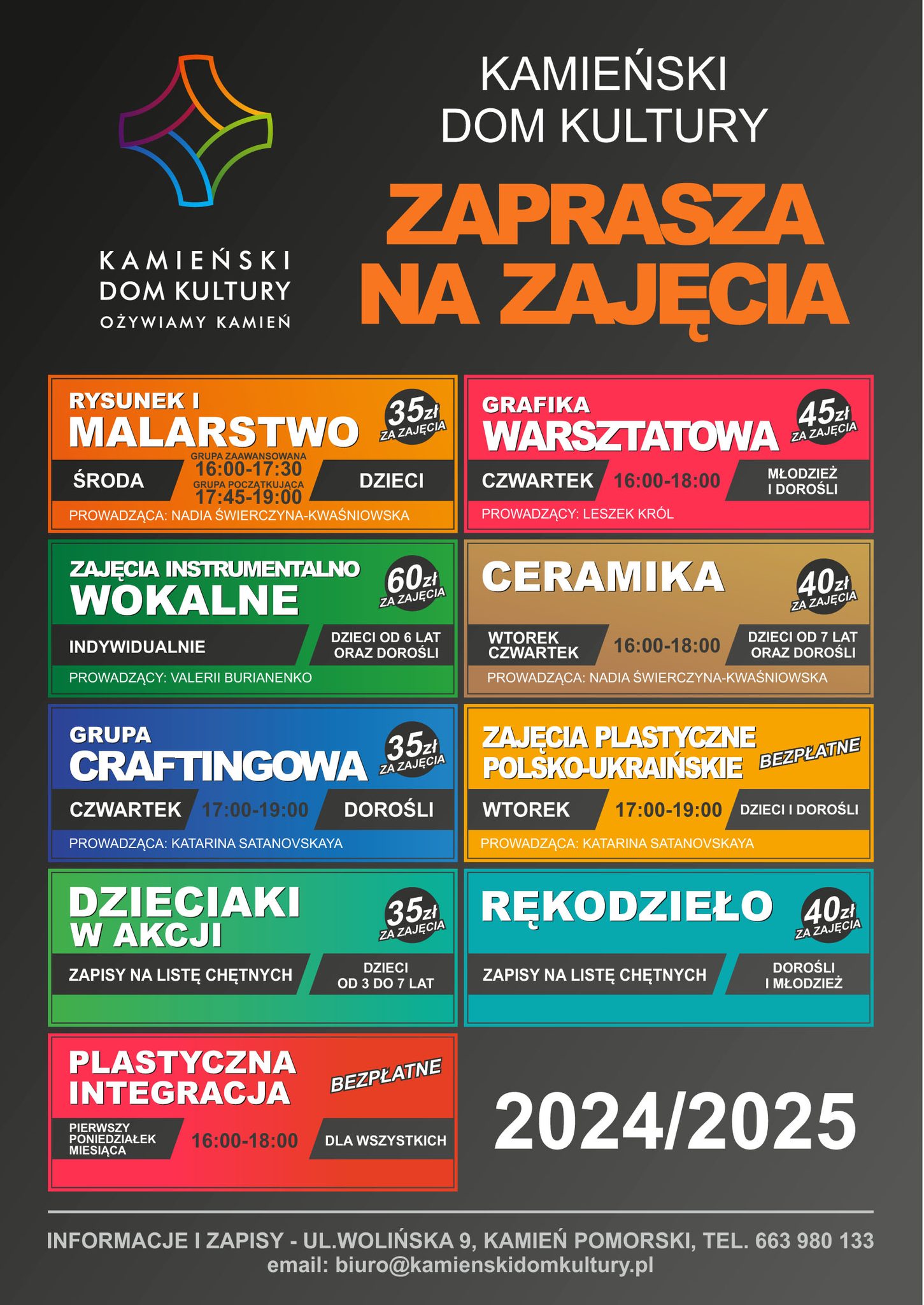 ZAJĘCIA W KDK w roku szkolnym 2024/2025